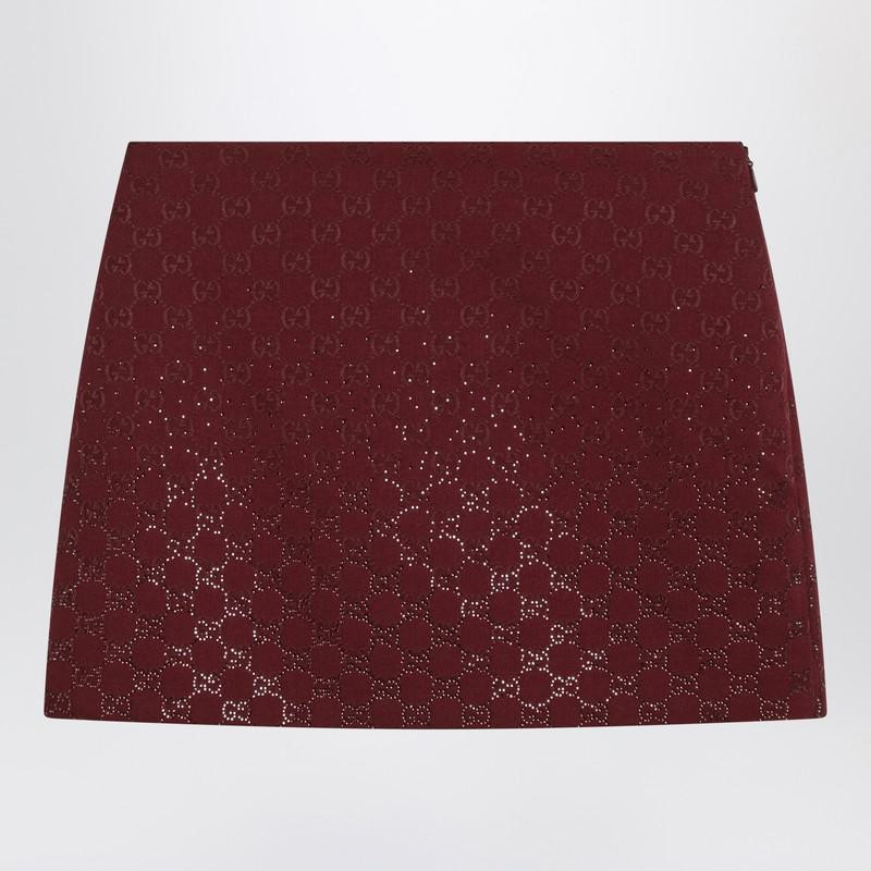 Gucci Rosso Ancora Gg-Fabric Mini Skirt With Crystals | Baltini