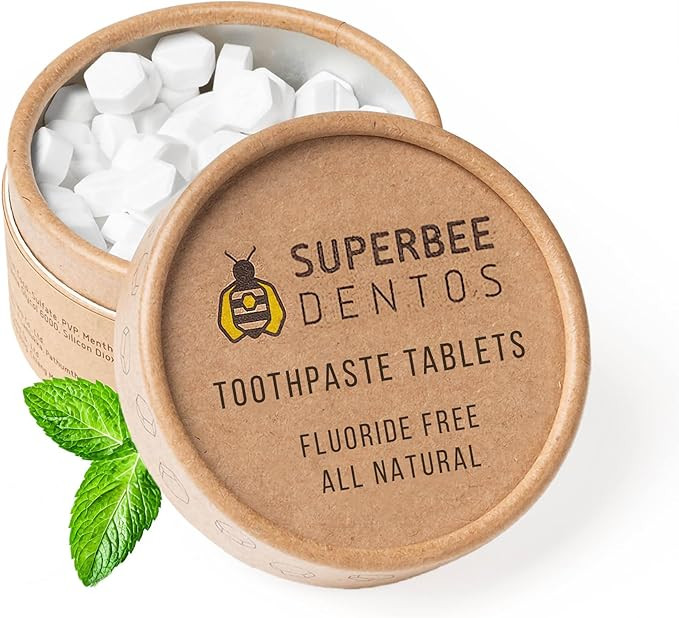 SuperBee Dentos Toothpaste Tablets, 100 Tabs, Fluoride Free & Eco Friendly, Travel Mouthwash Tabl... | Amazon (US)