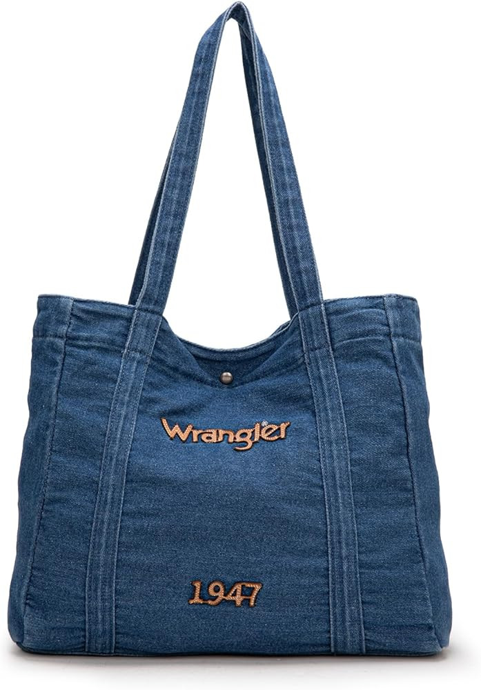 Montana West Wrangler Denim Tote Bag for Women Large Jean Shoulder Purses and Handbags | Amazon (US)