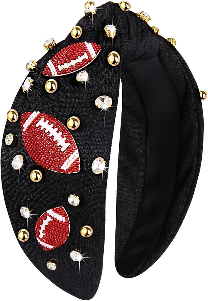 CEALXHENY Football Headband for Women Football Accessories Beaded Football Rhinestone Crystal Kno... | Amazon (US)