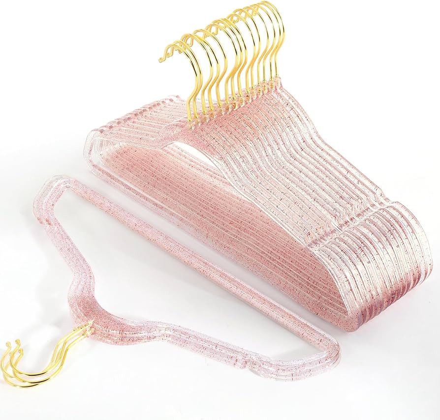 20 Pcs Red Glitter Sparkle Hangers, Ultra-Thin Acrylic Glitter Hangers for Dresses and Suits - No... | Amazon (US)