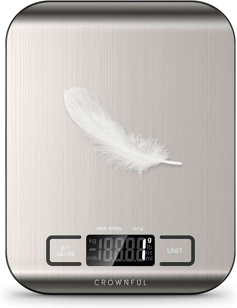 CROWNFUL Food Scale, 11 lb Digital Kitchen Scales with Built-in Coin Battery, Weight Ounces and G... | Amazon (US)
