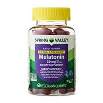 Spring Valley Non GMO Melatonin Sleep Support Dietary Supplement Gummies, Blueberry, 10 mg, 60 Co... | Walmart (US)