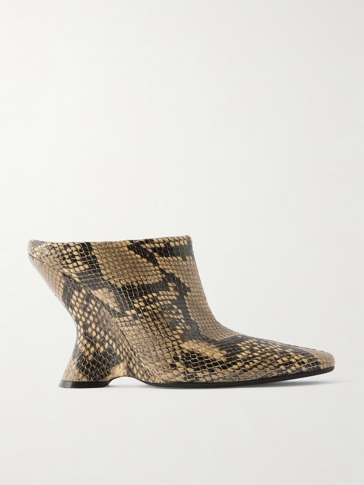 Dries Van Noten - Snake-effect Leather Wedge Mules - Animal print | NET-A-PORTER (US)