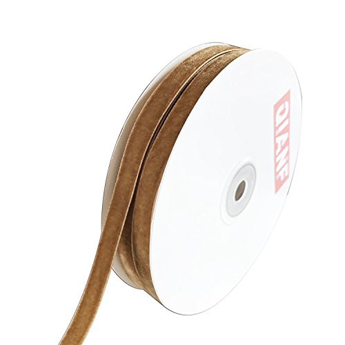 QIANF Vintage Khaki Velvet Ribbon, 3/8 Inch X 25Yd | Amazon (US)
