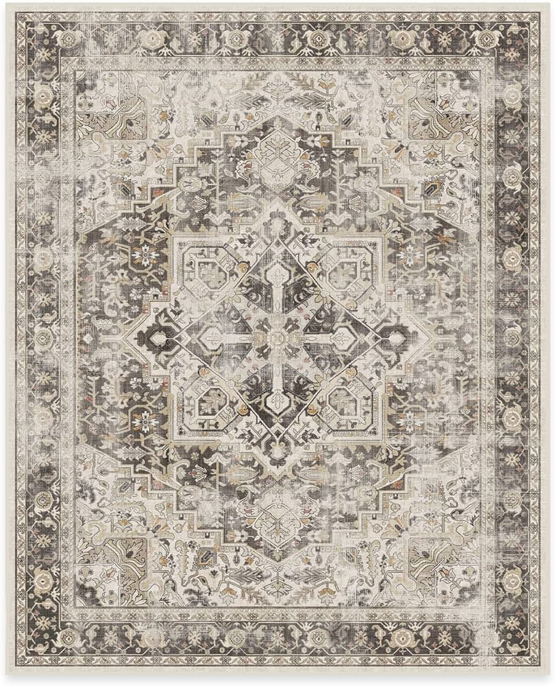 Ruggable Washable 8x10 Large Area Rug, Kamran Hazel, Premium Vintage Rugs for Living Room, Bedroo... | Amazon (US)