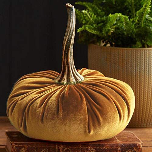 Velvet Pumpkins for Decorating - Set of 2, Plush Velveteen Fabric with Realistic Stems, 5 Inch and 7 | Amazon (US)