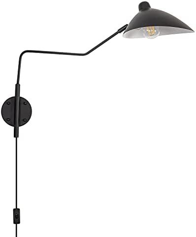 Modern Plug in Swing Arm Wall Sconce, Black Wall Lamp with Plug-in Cord Wall Sconces for Bedroom Liv | Amazon (US)