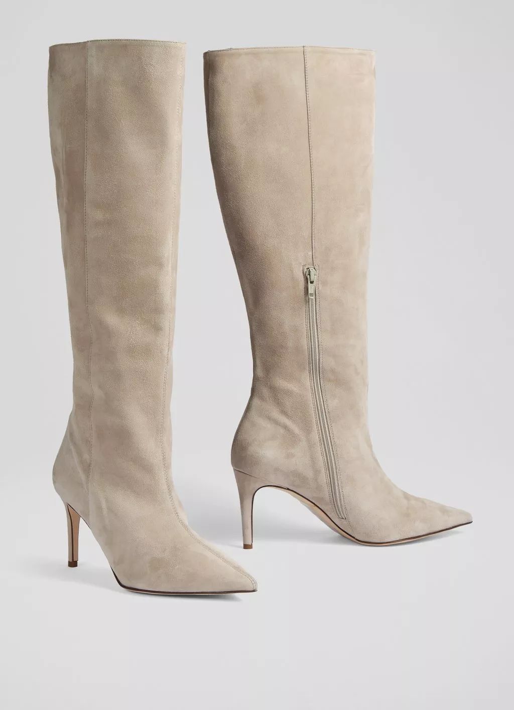 Astrid Grey Suede Slouchy Knee-High Boots | L.K. Bennett (UK)