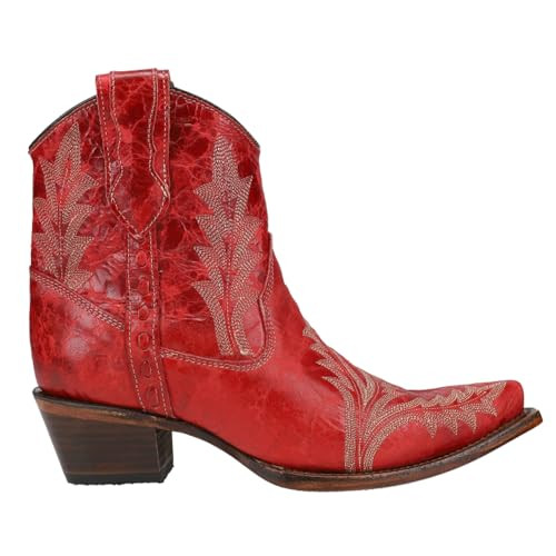 Corral Boots Womens Embroidered Snip Toe Casual Boots Ankle Low Heel 1-2" | Amazon (US)