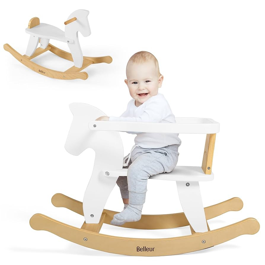 Rocking Horse for Kids 1-3 Years Old, Wooden Rocking Toy for Toddlers with Removable Fence for In... | Amazon (US)
