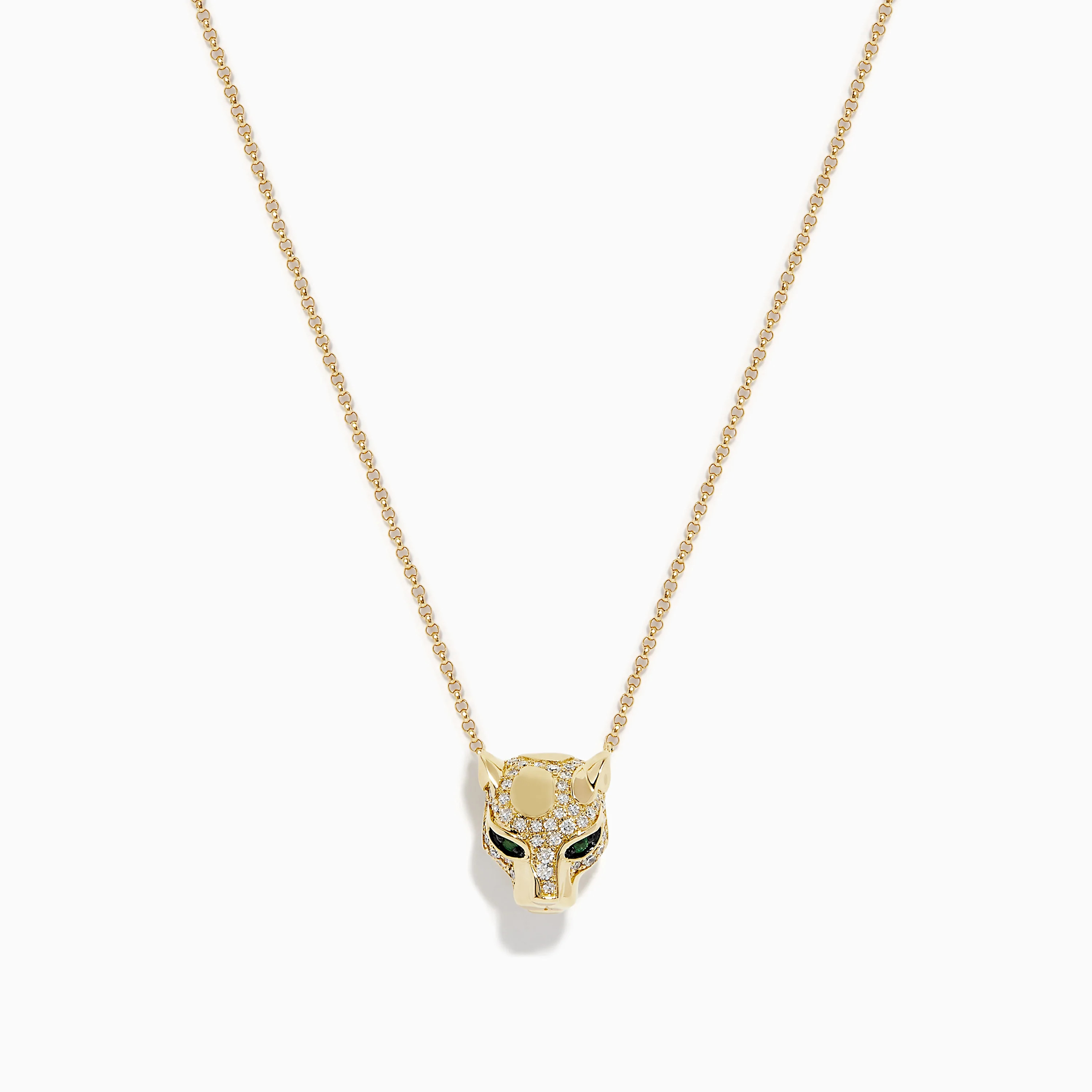 Signature 14K Gold Emerald and Diamond Panther Pendant, 0.27 TCW | Effy Jewelry