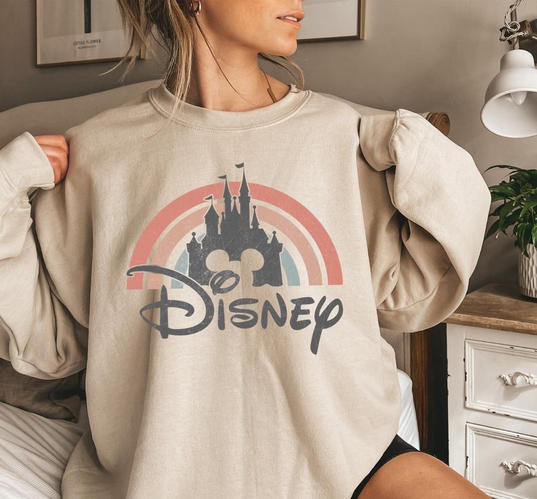 Disney Rainbow Castle Sweatshirt, Disney Vintage ,disney Family Sweatshirt, Disney Castle Sweatsh... | Etsy (US)