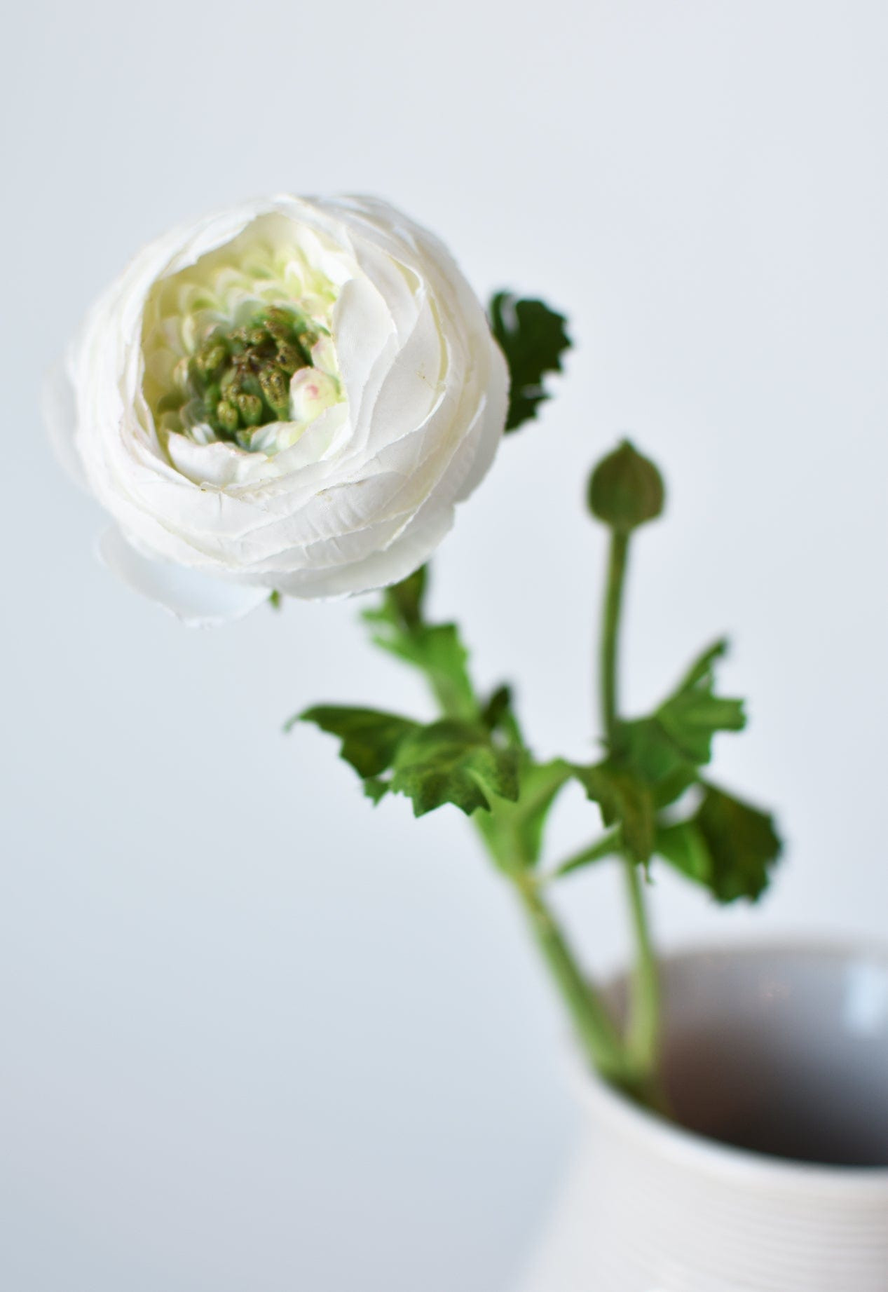 13" Faux White Ranunculus Stem | HouseFloral