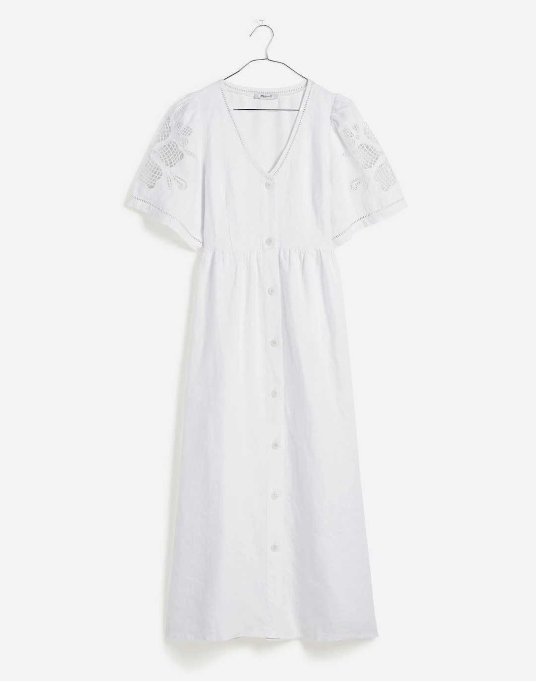 Cassie Button-Front Midi Dress in Embroidered Linen | Madewell