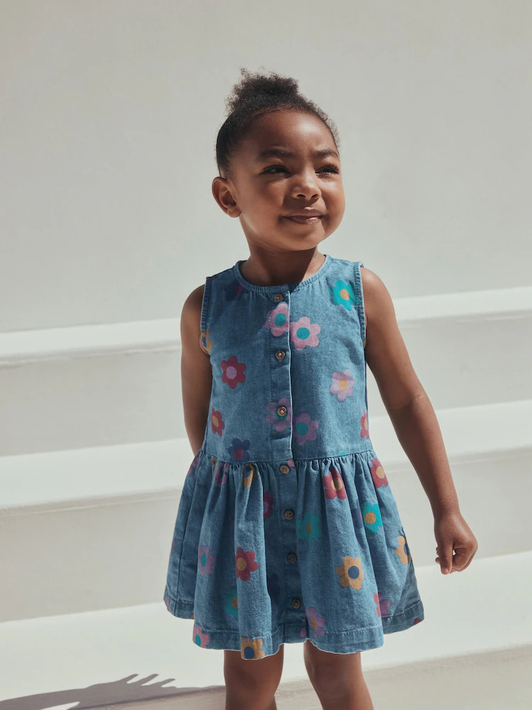 Flower Print Sleeveless Denim Dress (3mths-8yrs) | Next US