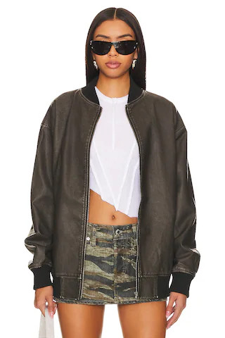 superdown Ariel Faux Leather Bomber in Black from Revolve.com | Revolve Clothing (Global)