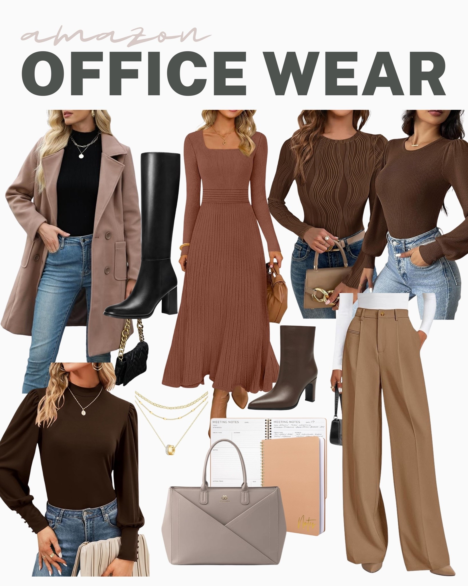 Looking for easy office outfits? These amazon finds are simple, stylish, and perfect for this season!
flowy pants, midi dresses, block heel booties, office blouse, winter to spring blazer, wide leg pants, gold accessories, planner notebook, business casual top, work tops, office style, stylish workwear, business casual, trendy office wear, professional looks, wardrobe update, transitional style, amazon fashion, affordable look, winter to spring fashion

#LTKSeasonal #LTKootd #LTKWorkwear