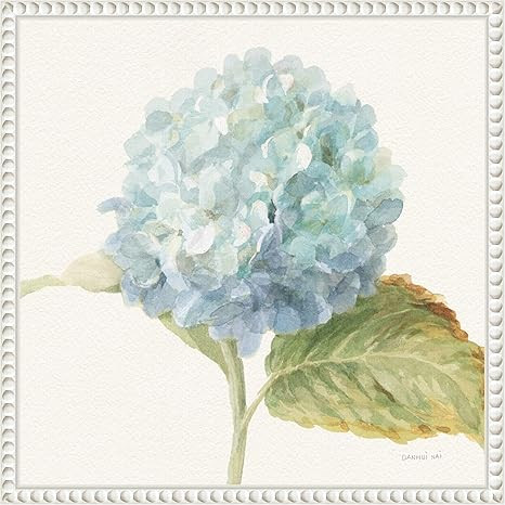 Amanti Art Framed Canvas Wall Art 16x16 Floursack Florals V Blue Hydrangea Crop by Danhui Nai, Fr... | Amazon (US)