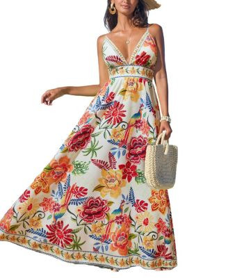 Women's Vibrant Oasis Tropical Maxi Beach Dress | Macy's