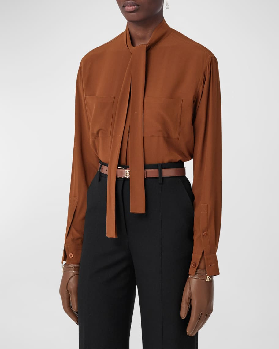 Kelli Neck-Tie Silk Shirt | Neiman Marcus