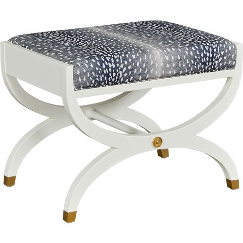 Noel Bench/Ottoman, White Dove/Navy Fawn | One Kings Lane