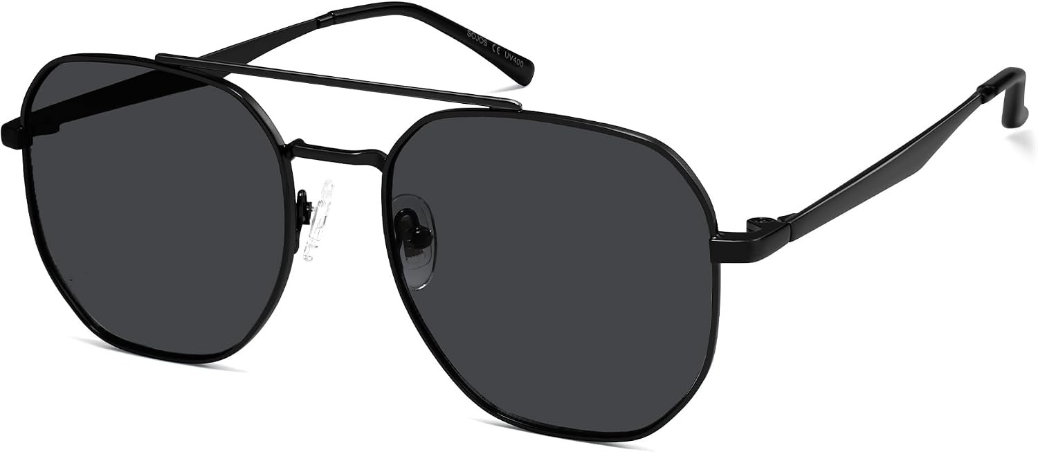 SOJOS Classic Square Aviator Sunglasses for Women Men Retro Hexagon UV400 Protection Shades SJ1222 | Amazon (US)