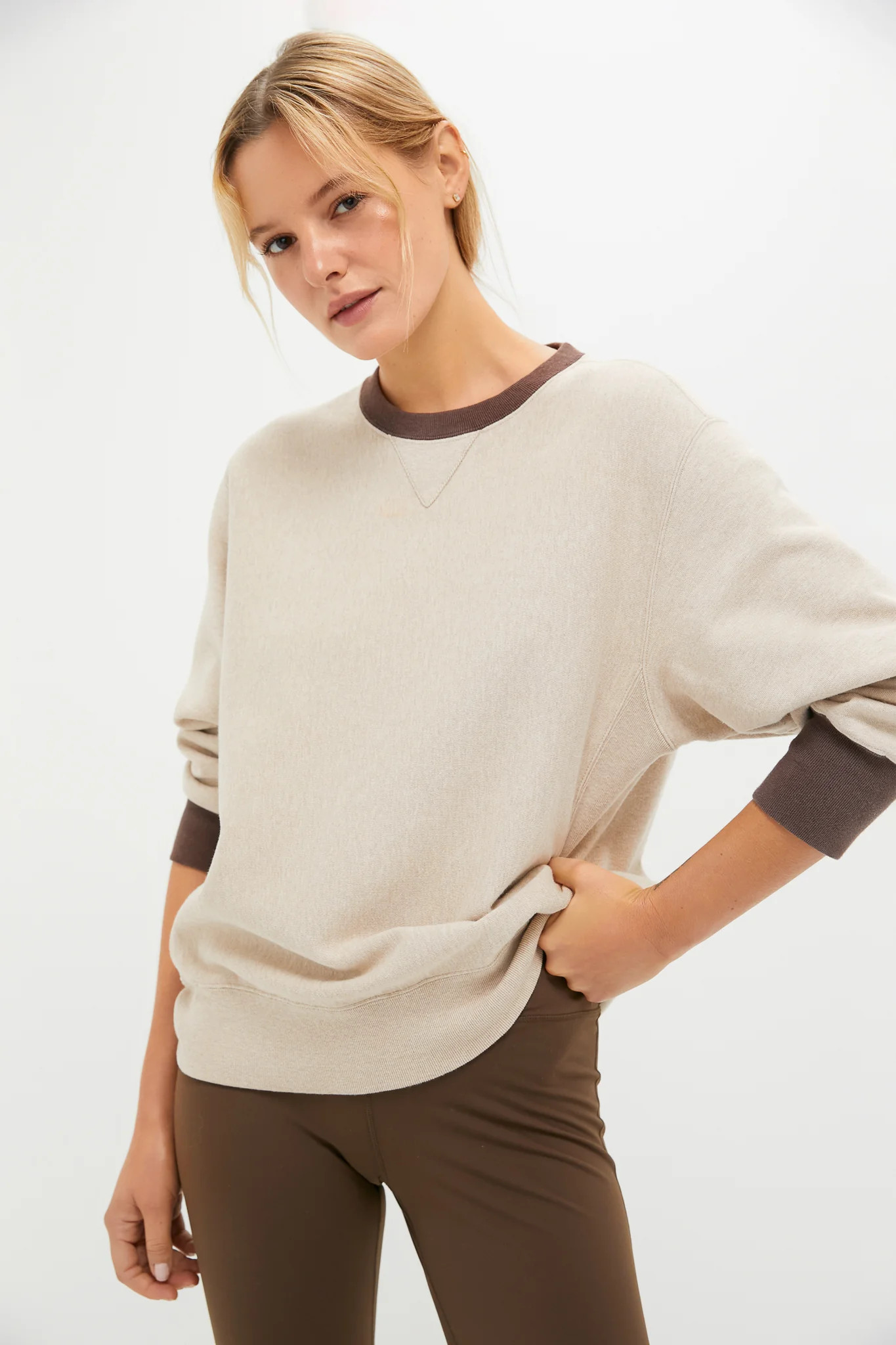 Heather Sandstone and Brown 100% Cotton Kolar Crewneck Sweatshirt | Tuckernuck (US)