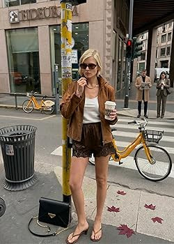 LOMON Women Satin Silk Lace Shorts Y2k Mini Shorts Coquette Lounge Half Slip Pj Bottoms 2026 | Amazon (US)