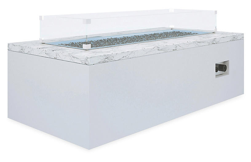 Rectangular Marble Fire Table, White | One Kings Lane