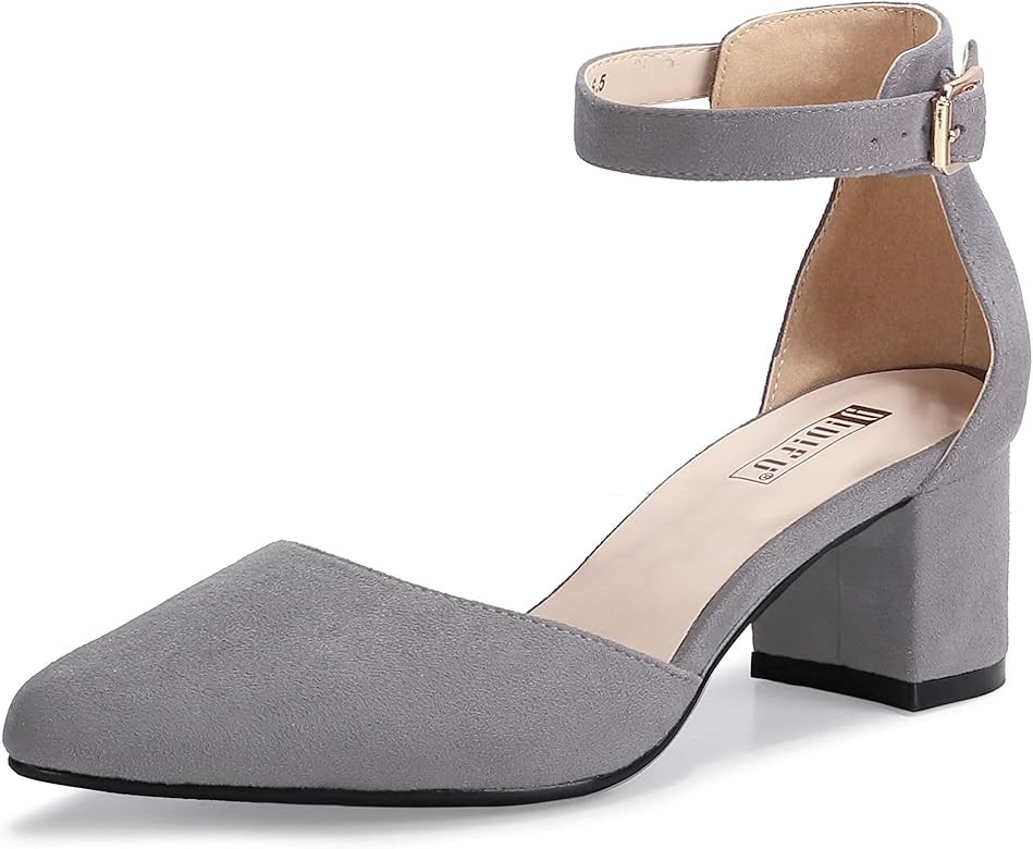 IDIFU Women's IN2 Pedazo Dress Shoes Low Block Heels Comfortable Chunky Closed Toe Ankle Strap We... | Amazon (US)