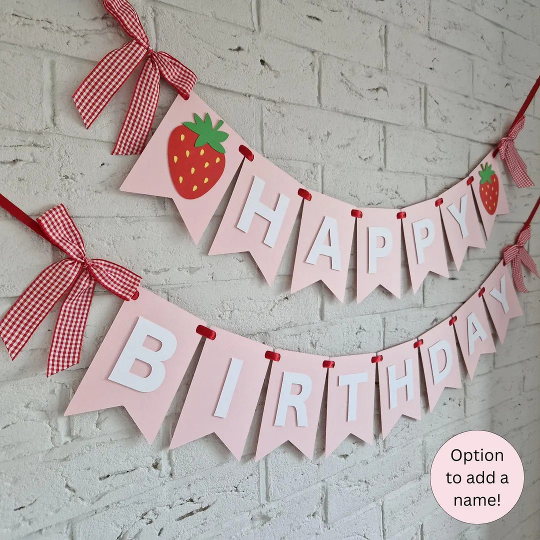 Strawberry birthday banner, berry first birthday decor, sweet one theme birthday party decoration... | Etsy (US)