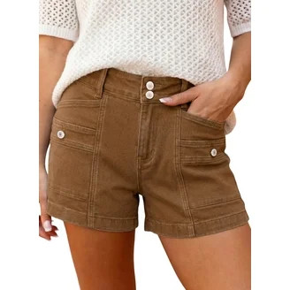 Time and Tru Women's High Rise Pleated Denim Shorts, 4.5" Inseam, Sizes 0-20 | Walmart (US)