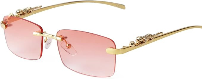 ADE WU Vintage Rimless Sunglasses Retro Luxury Gold Metal Frameless Rectangle Colored Lens Sun Gl... | Amazon (US)