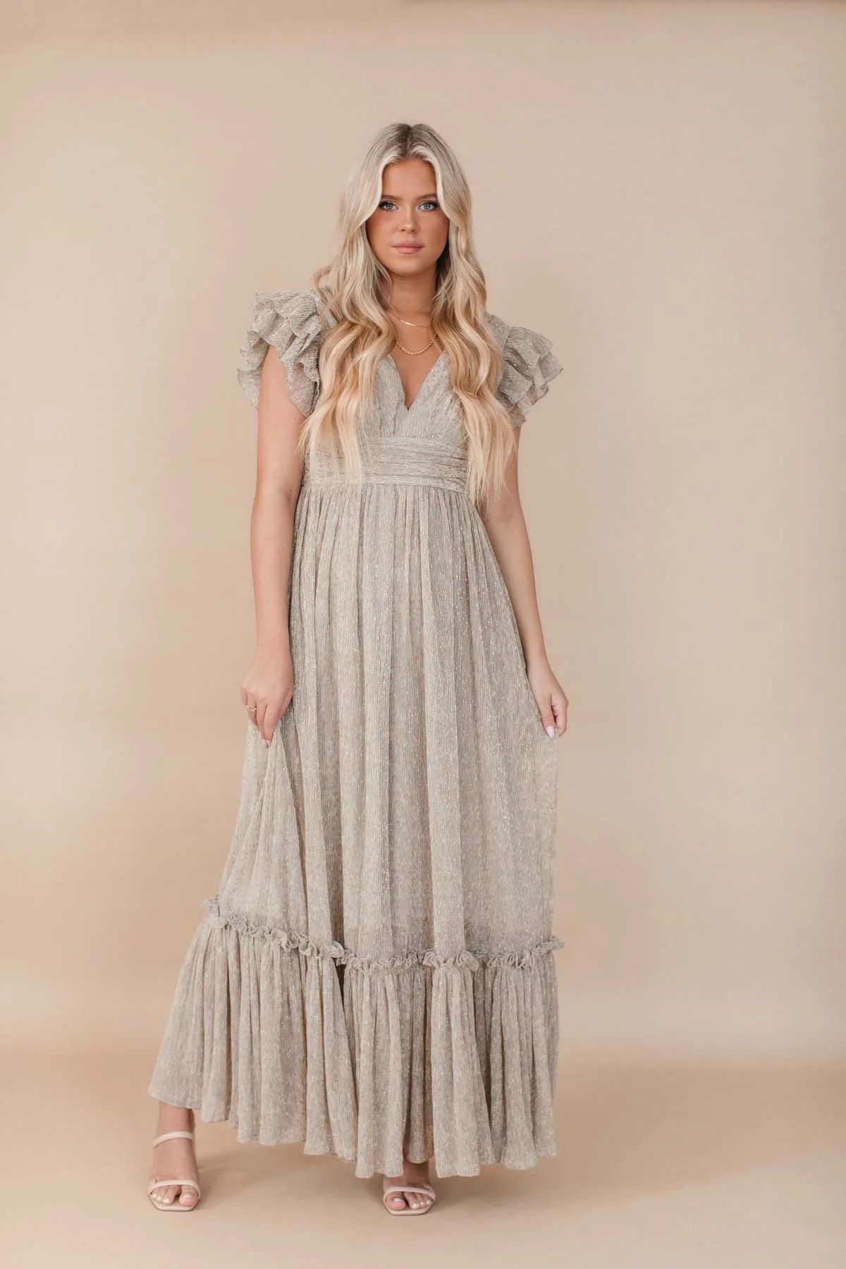 Natalie Metallic Plisse Maxi | The Post