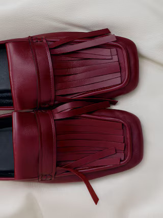 Fringe Leather Loafers – Dark Red – Women – ARKET GB | Arket UK