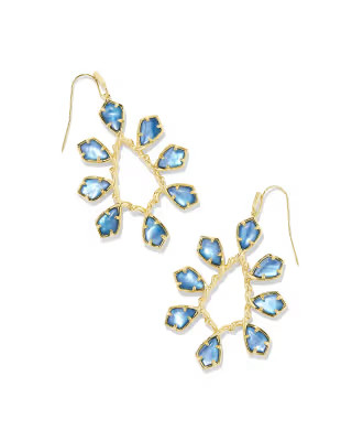 Camry Gold Open Frame Earrings in Indigo Watercolor Illusion | Kendra Scott