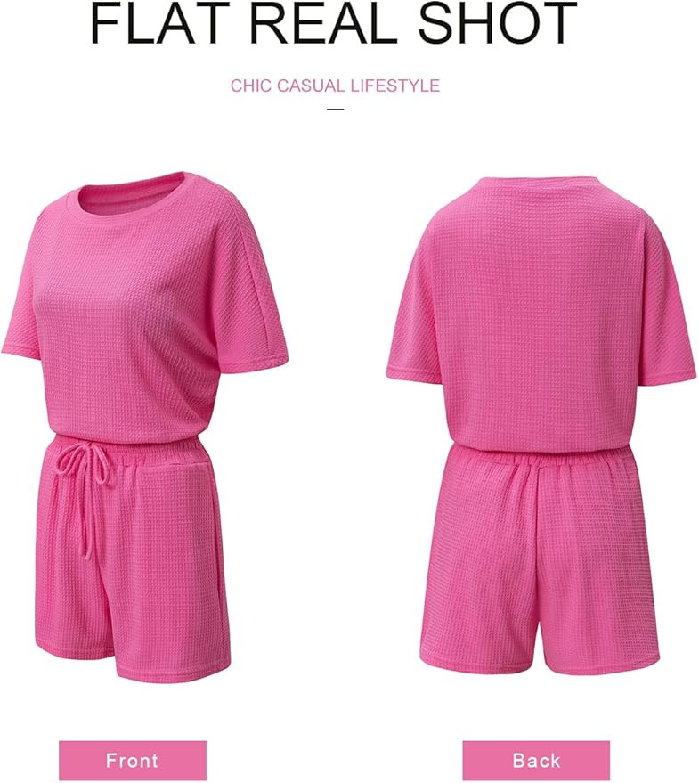 SHEWIN Womens Pajama Sets Waffle Knit Lounge Set 2 Piece Outfits Loungewear Sweatsuit with Pocket... | Amazon (US)