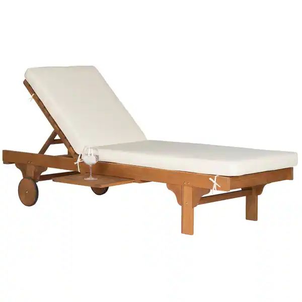 SAFAVIEH Newport Adjustable Outdoor Chaise Lounge Chair with Side Table - 27.6" x 78.7" x 14.2" -... | Bed Bath & Beyond