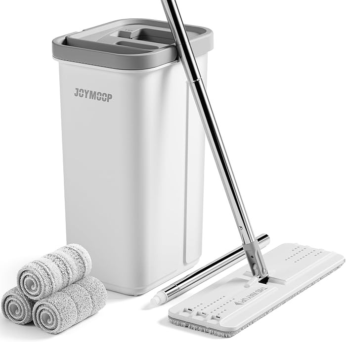 JOYMOOP Mop and Bucket with Wringer Set, Hands Free Flat Floor Mop and Bucket, 60" Mop with 3 Reu... | Amazon (US)