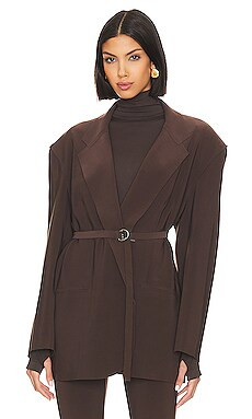 Norma Kamali x REVOLVE Oversized Single Breasted Jacket in Chocolate from Revolve.com | Revolve Clothing (Global)