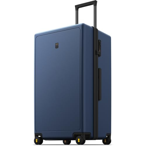 LEVEL8 Trunk Luggages, 28 Inch Luggage with Spinner Wheels, Luminous Textured Checked Large Hard Shell Lightweight with Tsa Lock, Navy | Amazon (US)