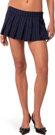 EDIKTED Pinstripe Pleated Low Rise Miniskirt | Nordstrom | Nordstrom