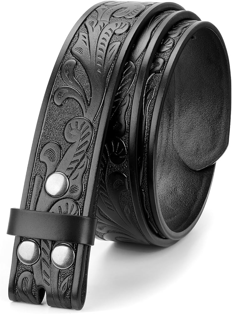 Western Leather Belt Strap for Men without Buckle Cowboy Cowgirl Leather Belt Strap for Jeans | Amazon (US)