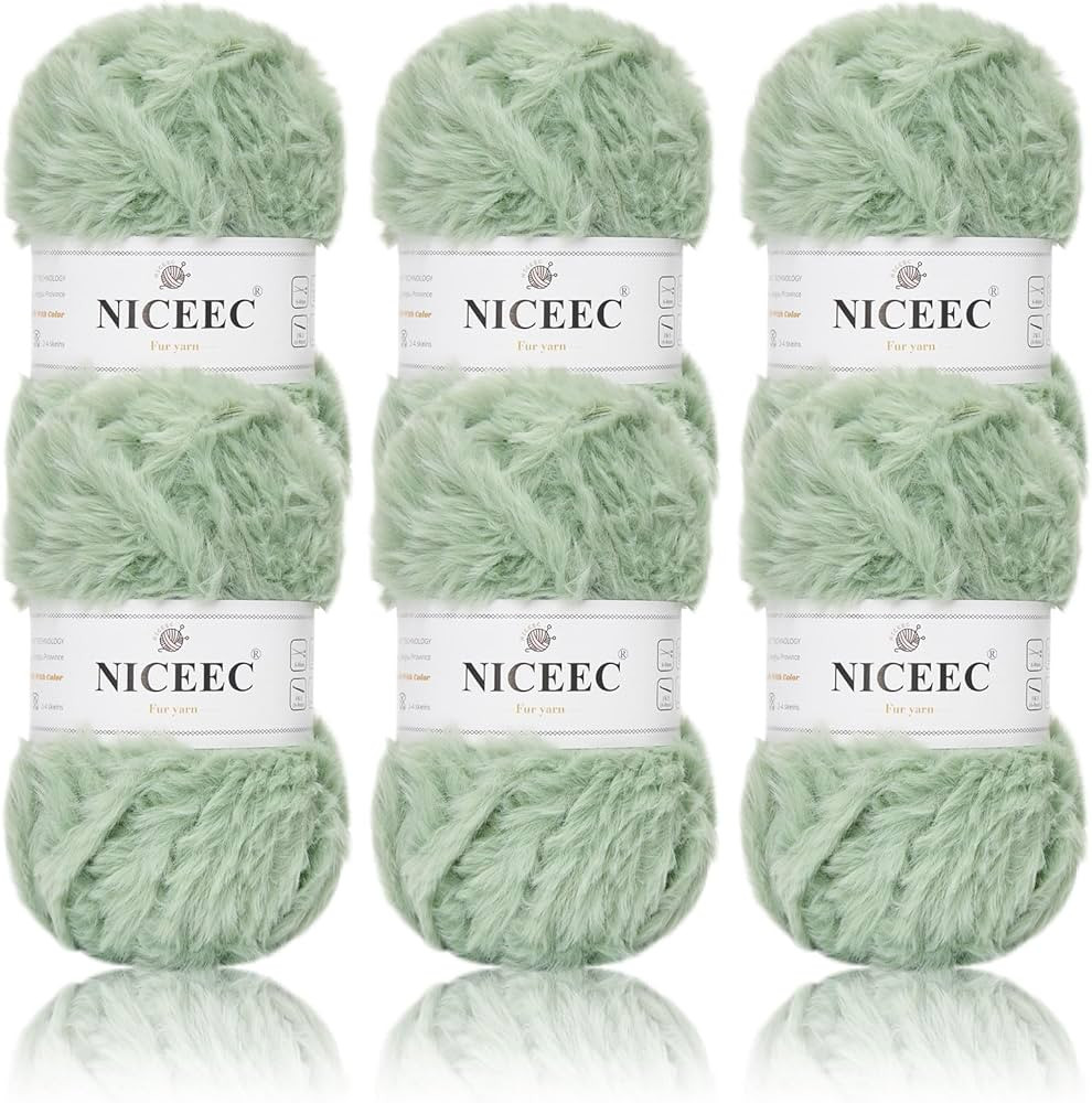 NICEEC Faux Fur Yarn Super Soft Yarn Chunky Fluffy Yarn Eyelash Yarn for Crochet Knit Total Lengt... | Amazon (US)