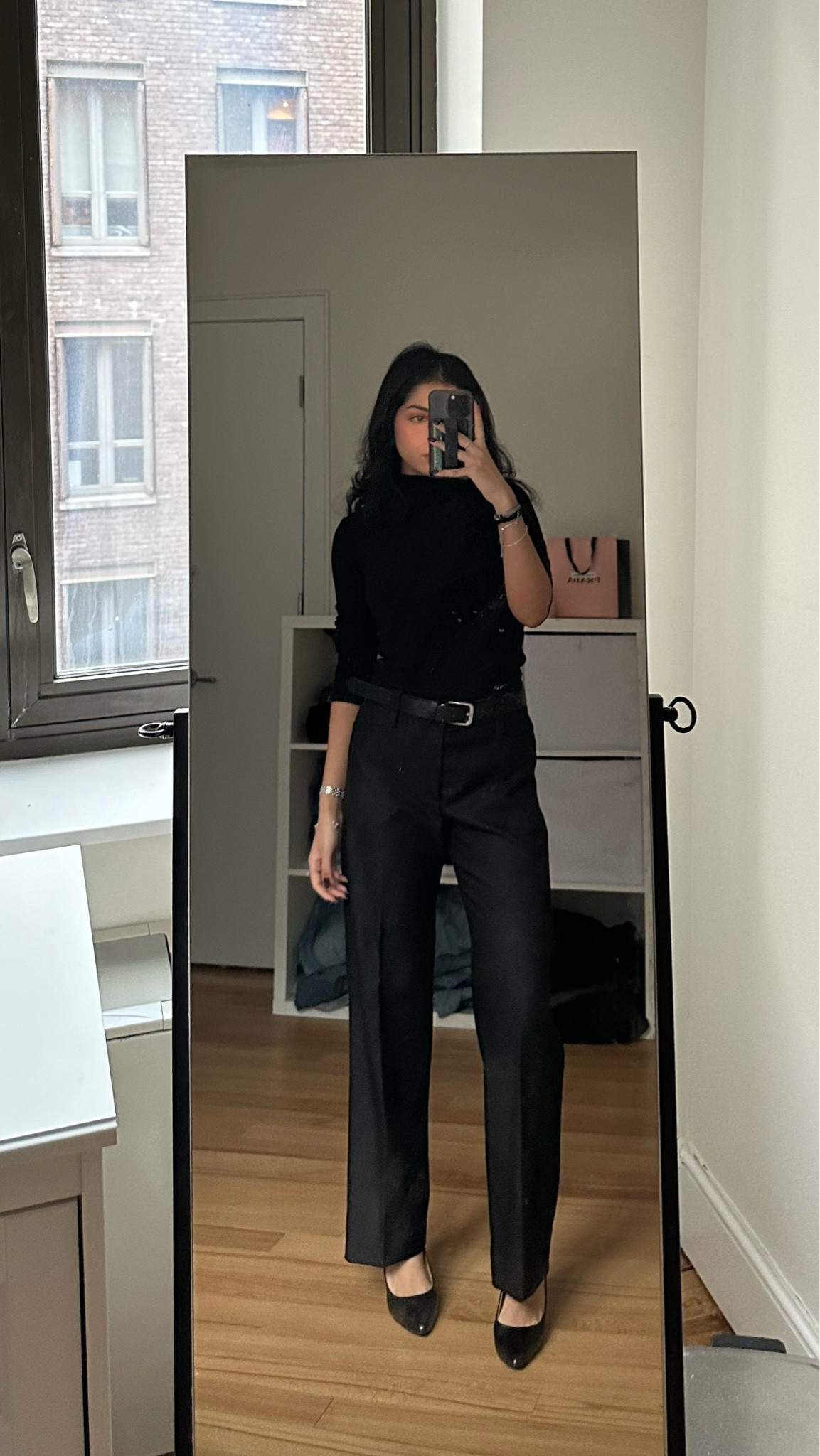 business casual outfit | black wool pants, black turtleneck, black pumps

#LTKworkwear #LTKstyletip