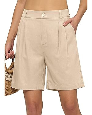 Willit Women's Linen Shorts Wide Leg Dress Casual Summer Pleated Shorts High Waisted with Pockets... | Amazon (US)