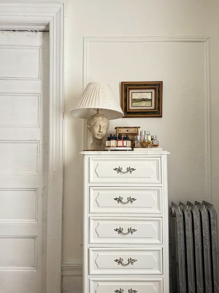 Bedroom details- lingerie chest/tall narrow dresser, bust table lamp 

#LTKhome