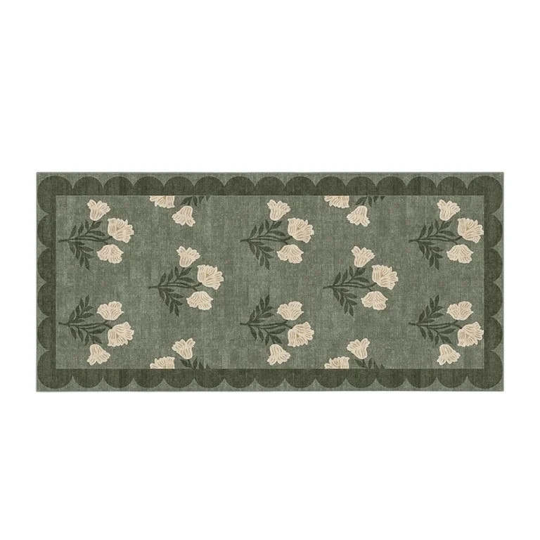 Navy Floral Entry Rug, Washable Indoor Outdoor Non- Front Door Mat, Boho Throw Rugs for Living Ro... | Walmart (US)