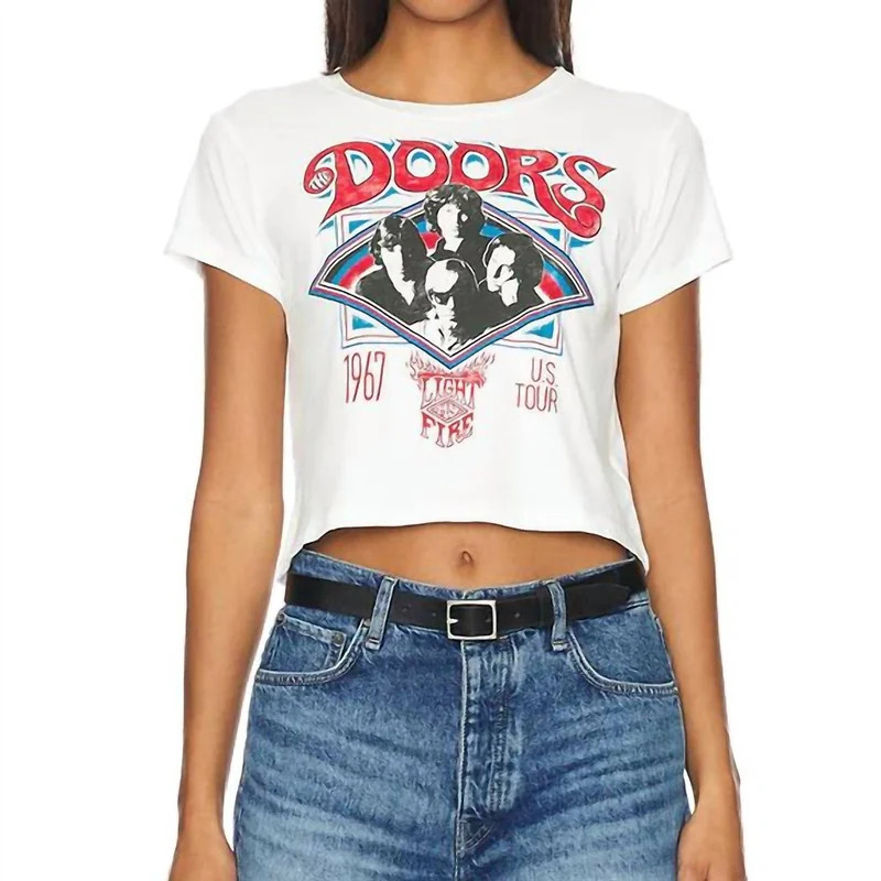 Daydreamer The Doors Light My Fire Camp Tee In White - White - XS | Verishop